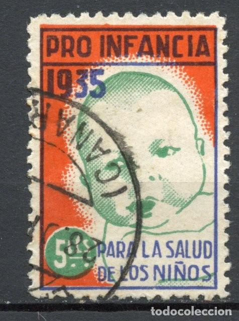 Sellos: PRO INFANCIA 1935. EDIFIL - ALLEPUZ N&ordm; 2380. VI&Ntilde;ETA USADA POR CORREO EN CANARIAS