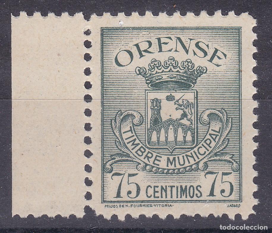 Sellos: AA15-FISCALES LOCALES Timbre Municipal ORENSE 75 Cts ** Sin Fijasellos LUJO . Fournier