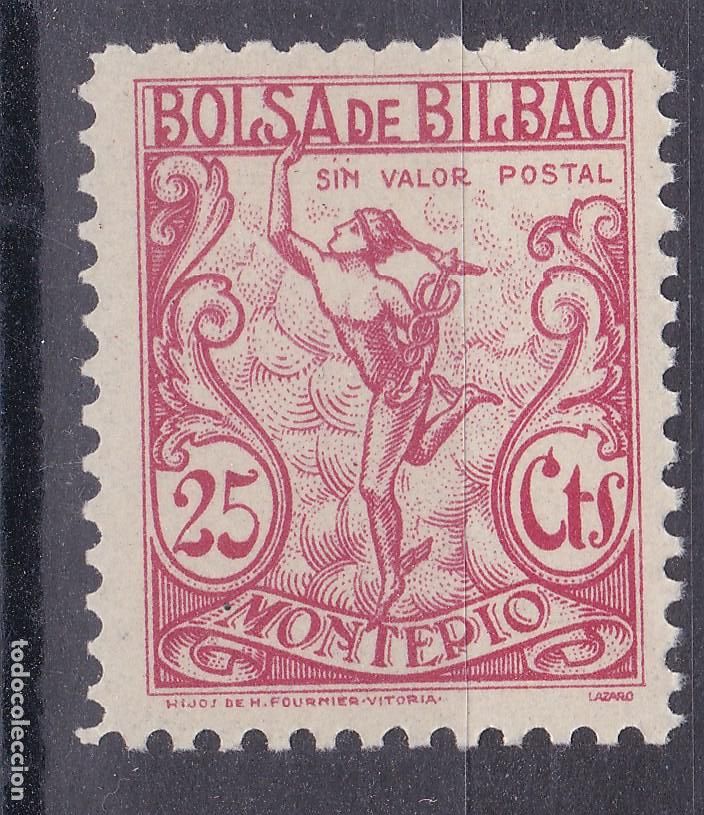 Sellos: AA16-PARAFISCALES Montep&iacute;o BOLSA BILBAO 25 Cts ** Sin Fijasellos LUJO .Fournier