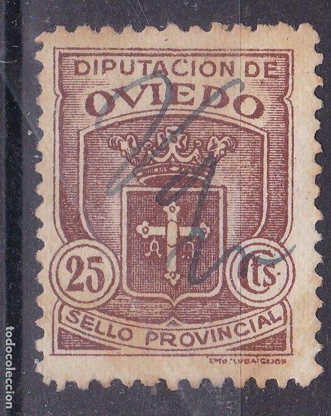 Sellos: AA17-FISCALES LOCALES . Diputaci&oacute;n Provincial OVIEDO 25 Cts Usado.