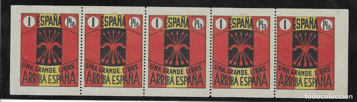 Sellos: HOJITA DE 5 VI&Ntilde;ETAS DE F.E. DE 1 PTA, MIDE: 20 X 5.30 C.M. -MUY RARA-, NUEVOS CON GOMA --VER FOTOS