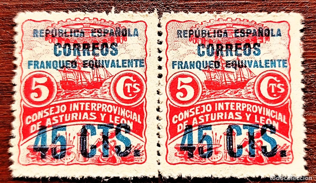 Sellos: Bloque de 2 sellos Consejo Asturias y Leon