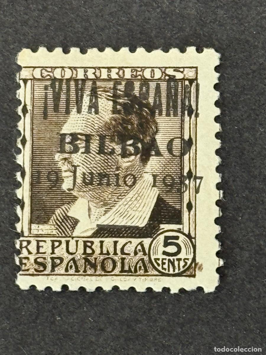 Sellos: Emisiones locales patri&oacute;ticas, Bilbao, sello republicano, 1937, Edifil 3, nuevo con fijasellos