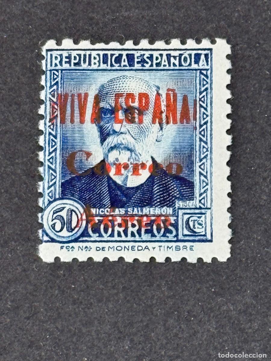 Sellos: Emisiones locales patri&oacute;ticas Burgos sello mon&aacute;rquico y republicano 1937 Edif 69 tipo II nuevo con f