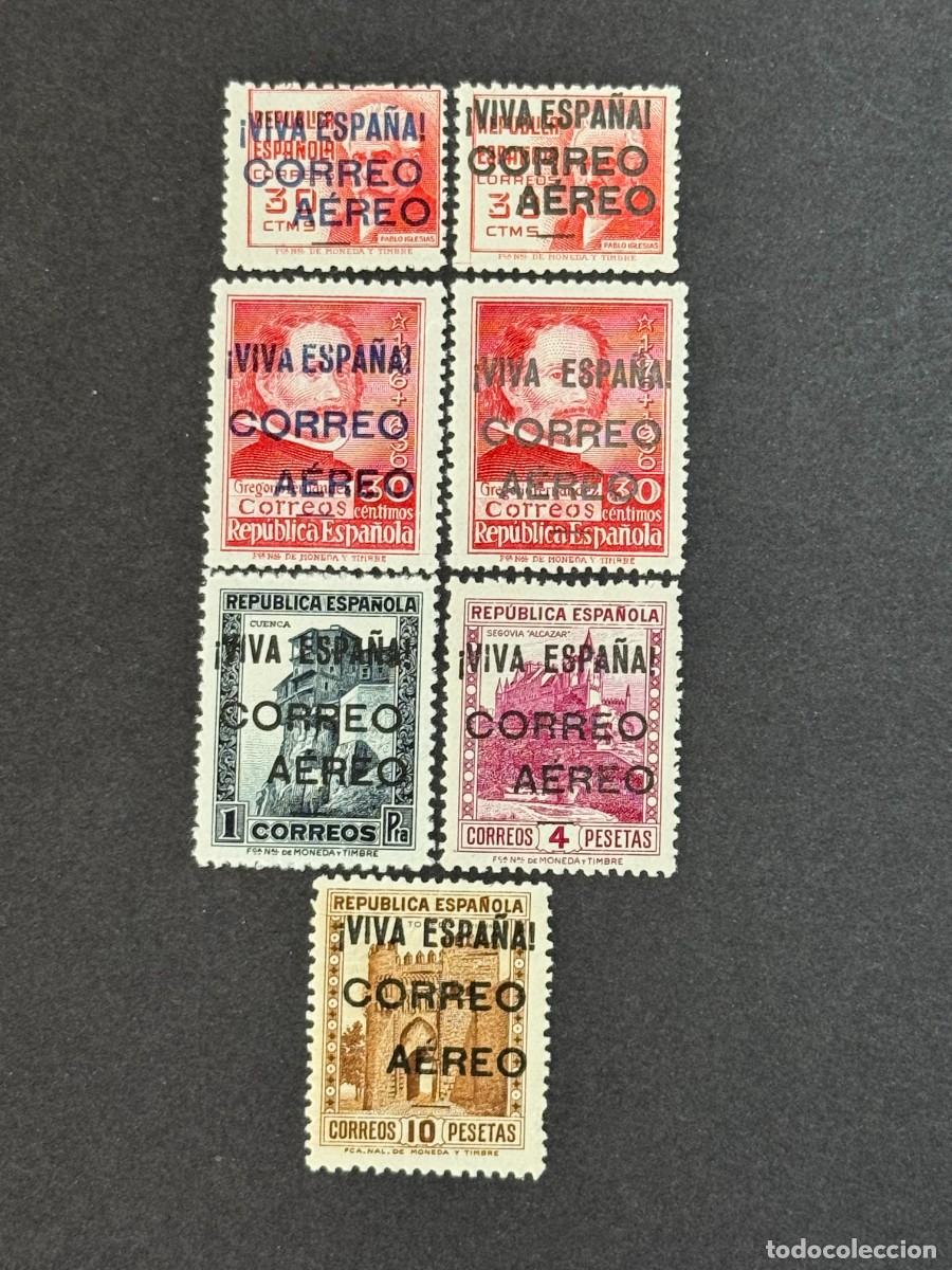 Sellos: Emisiones locales patri&oacute;ticas, Burgos, sellos republicanos, 1937, Edifil 74 al 80, nuevos