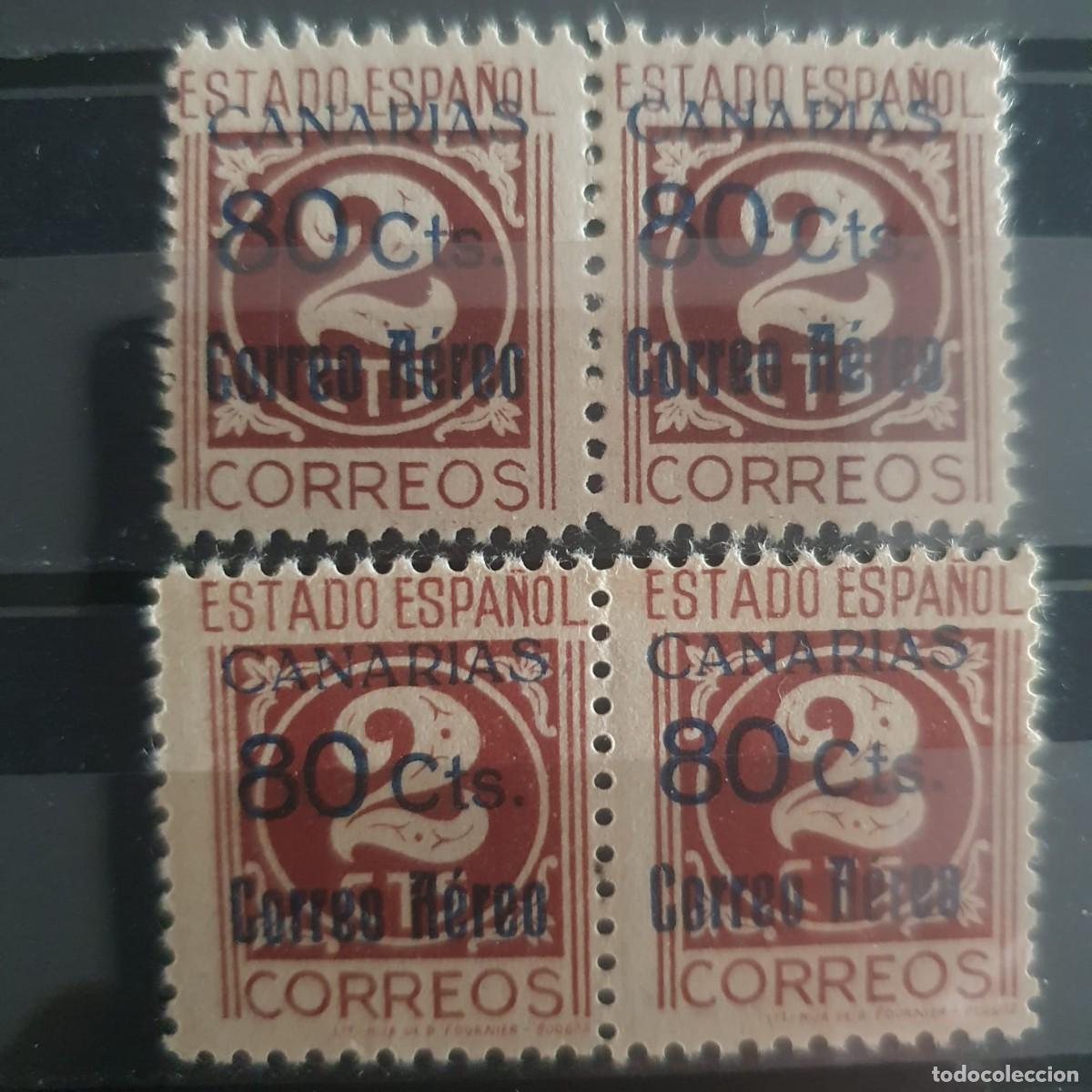 Sellos: CANARIAS EDIFIL 38 ** PAREJAS VARIEDAD SIN PIE DE IMPRENTA ESPA&Ntilde;A 1937