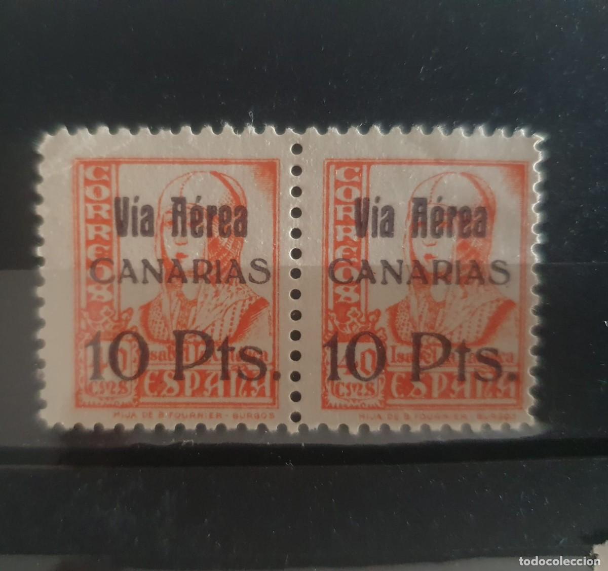Sellos: CANARIAS EDIFIL 49 ** PAREJA ESPA&Ntilde;A 1938