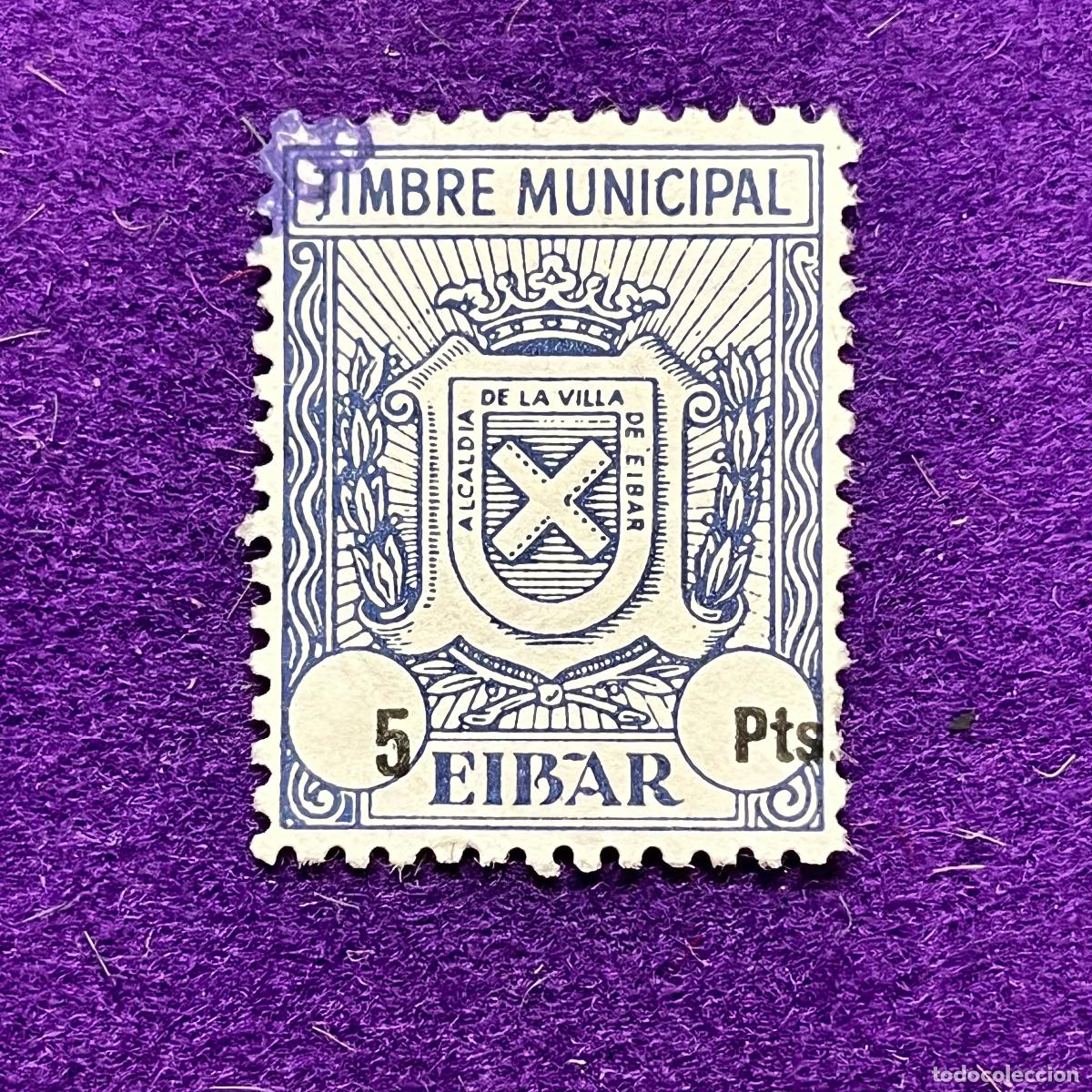 Timbres: VI&Ntilde;ETA, SELLO, FISCAL DE EIBAR (GUIPUZCOA). TIMBRE MUNICIPAL. 5 PTS. SOBRE IMPRESO SIN PIE IMPRENTA.