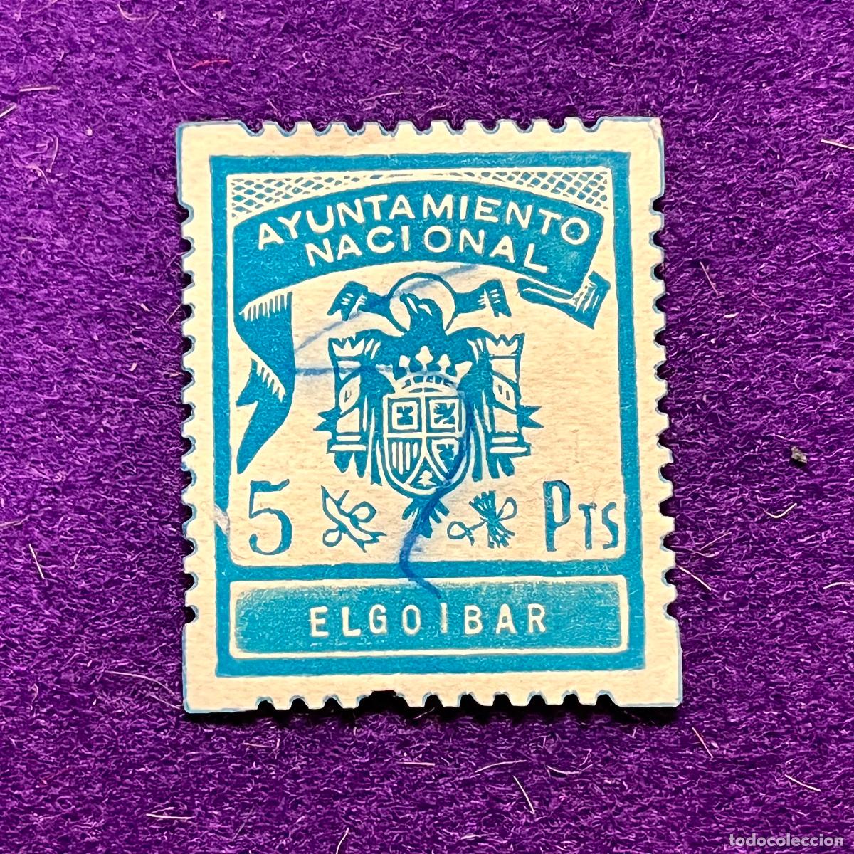 Timbres: VI&Ntilde;ETA, SELLO, FISCAL DE ELGOIBAR (GUIPUZCOA). AYUNTAMIENTO NACIONAL. 5 PTS. RARO. ORIGINAL.