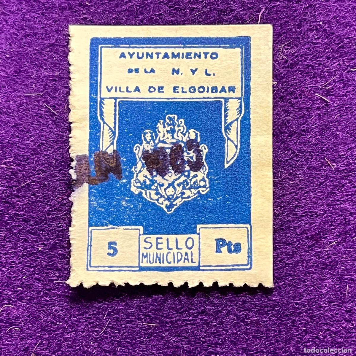 Timbres: VI&Ntilde;ETA, SELLO, FISCAL DE ELGOIBAR (GUIPUZCOA). AYUNTAMIENTO SELLO MUNICIPAL. 5 PTS. ESCASO. ORIGINAL