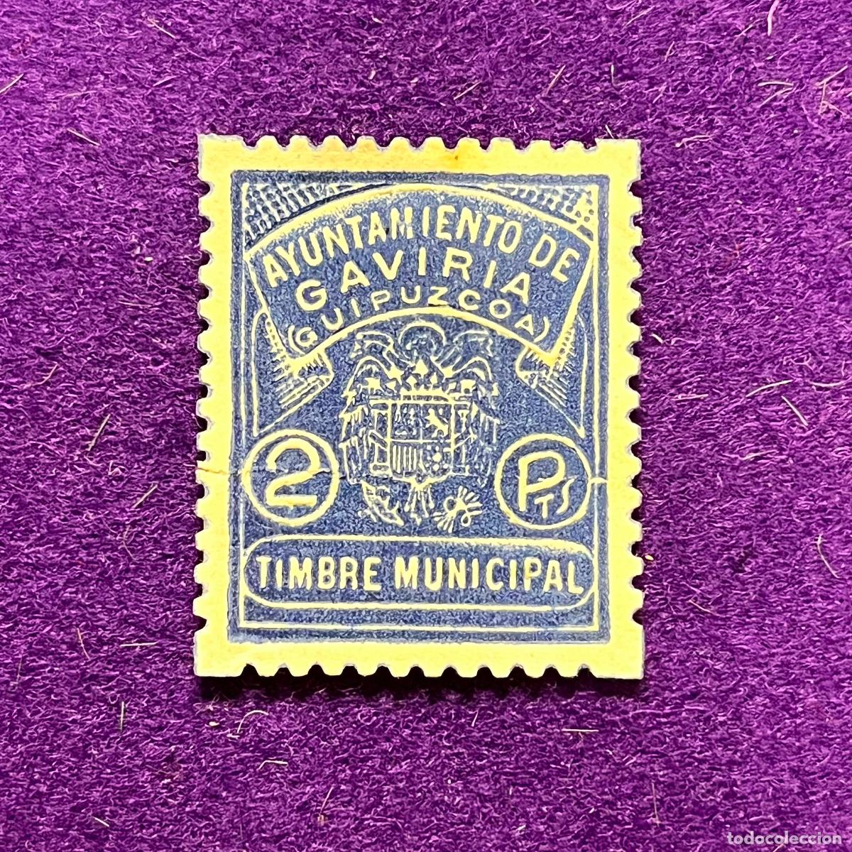 Timbres: VI&Ntilde;ETA, SELLO, FISCAL DE GAVIRIA (GUIPUZCOA). AYUNTAMIENTO. 2 PTS. TIMBRE MUNICIPAL. MUY RARO.