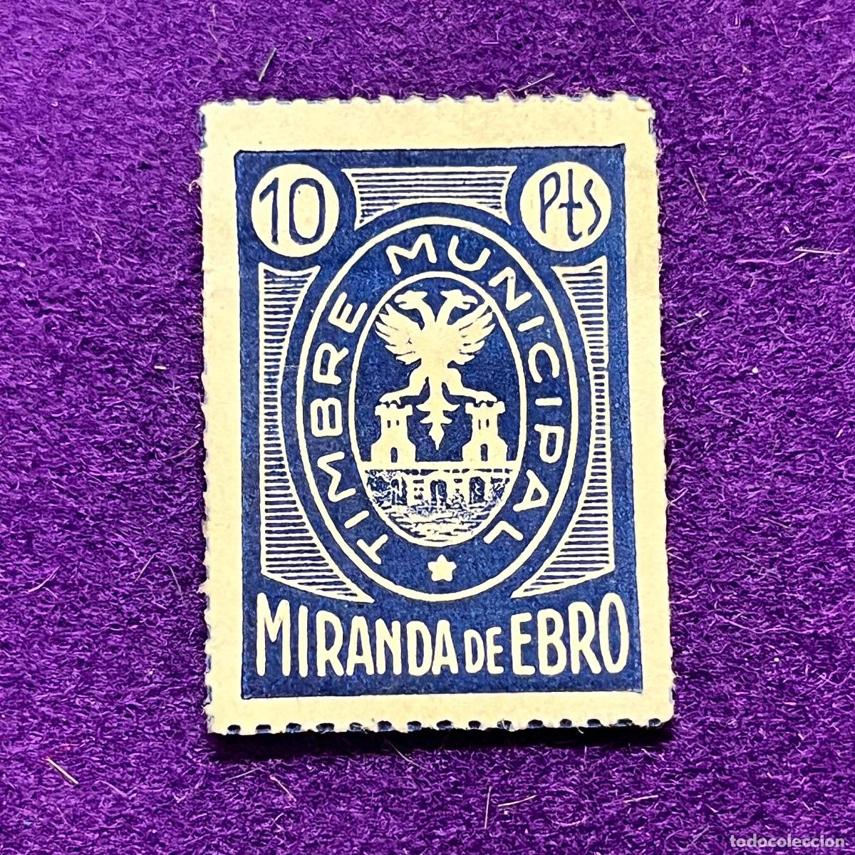 Timbres: VI&Ntilde;ETA, SELLO, FISCAL DE MIRANDA DE EBRO (BURGOS). TIMBRE MUNICIPAL. 10 PTS. ORIGINAL.