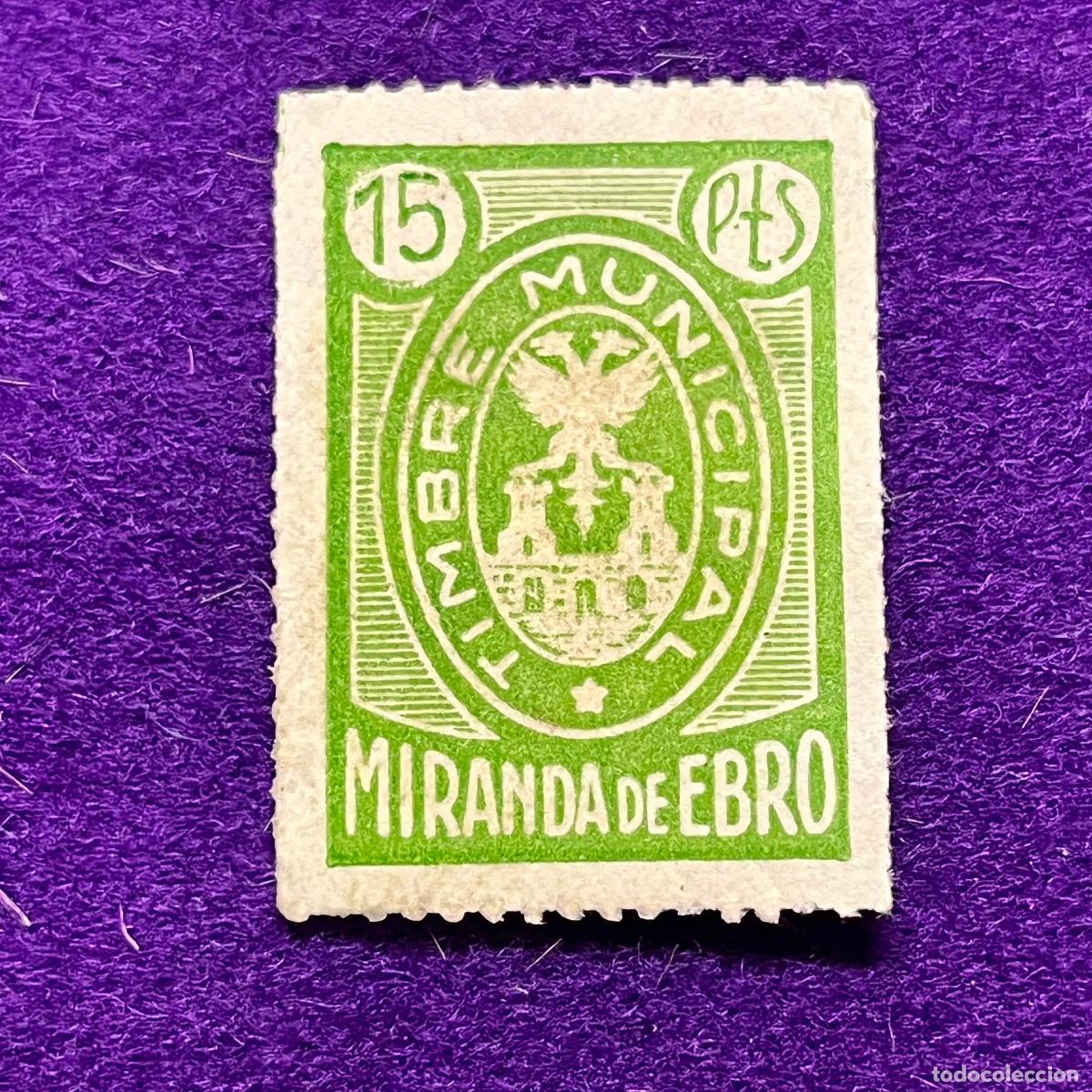 Timbres: VI&Ntilde;ETA, SELLO, FISCAL DE MIRANDA DE EBRO (BURGOS). TIMBRE MUNICIPAL. 15 PTS. ORIGINAL.