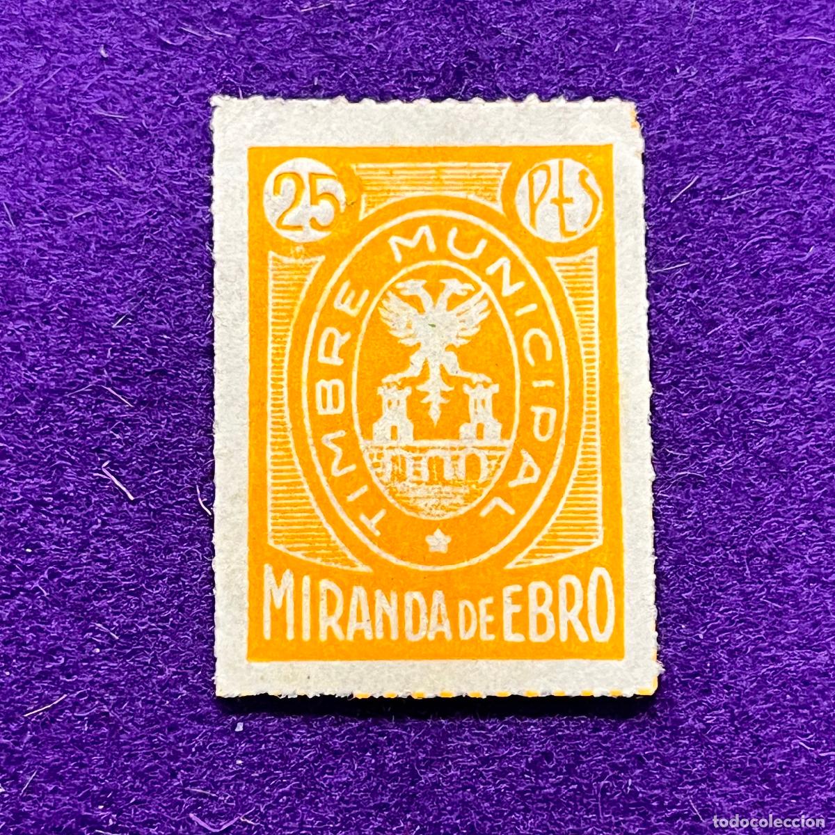 Timbres: VI&Ntilde;ETA, SELLO, FISCAL DE MIRANDA DE EBRO (BURGOS). TIMBRE MUNICIPAL. 25 PTS. ORIGINAL.