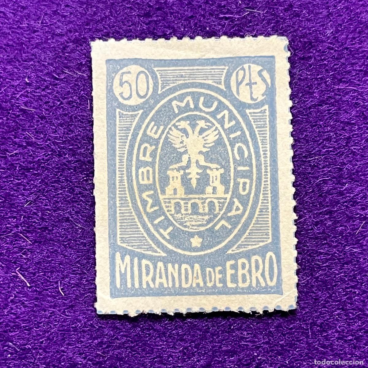 Timbres: VI&Ntilde;ETA, SELLO, FISCAL DE MIRANDA DE EBRO (BURGOS). TIMBRE MUNICIPAL. 50 PTS. ORIGINAL.