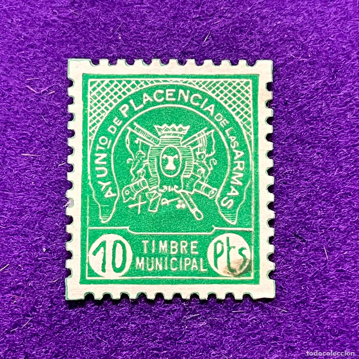 Timbres: VI&Ntilde;ETA, SELLO, FISCAL DE PLASENCIA DE LAS ARMAS (GUIPUZCOA). 10 PTS. TIMBRE MUNICIPAL. RARA.