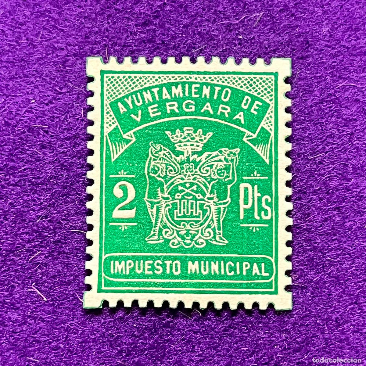 Briefmarken: VI&Ntilde;ETA, SELLO, FISCAL DE VERGARA (GUIPUZCOA). AYUNTAMIENTO. IMPUESTO MUNICIPAL. 2 PTS. SIN USAR.