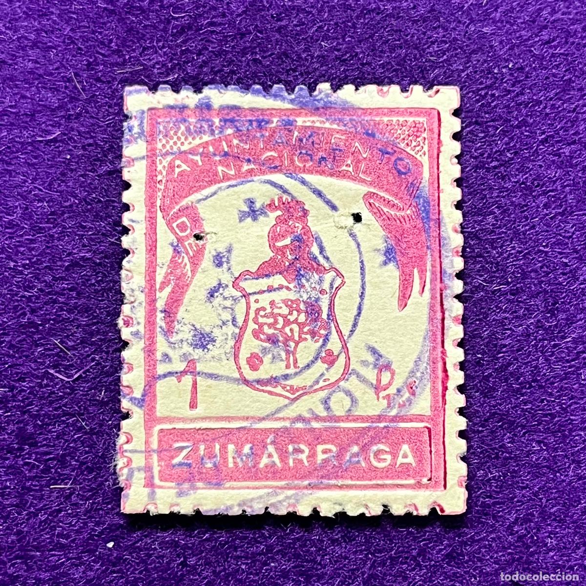 Briefmarken: VI&Ntilde;ETA, SELLO, FISCAL DE ZUMARRAGA (GUIPUZCOA). AYUNTAMIENTO NACIONAL. 1 PTA. ESCASA.