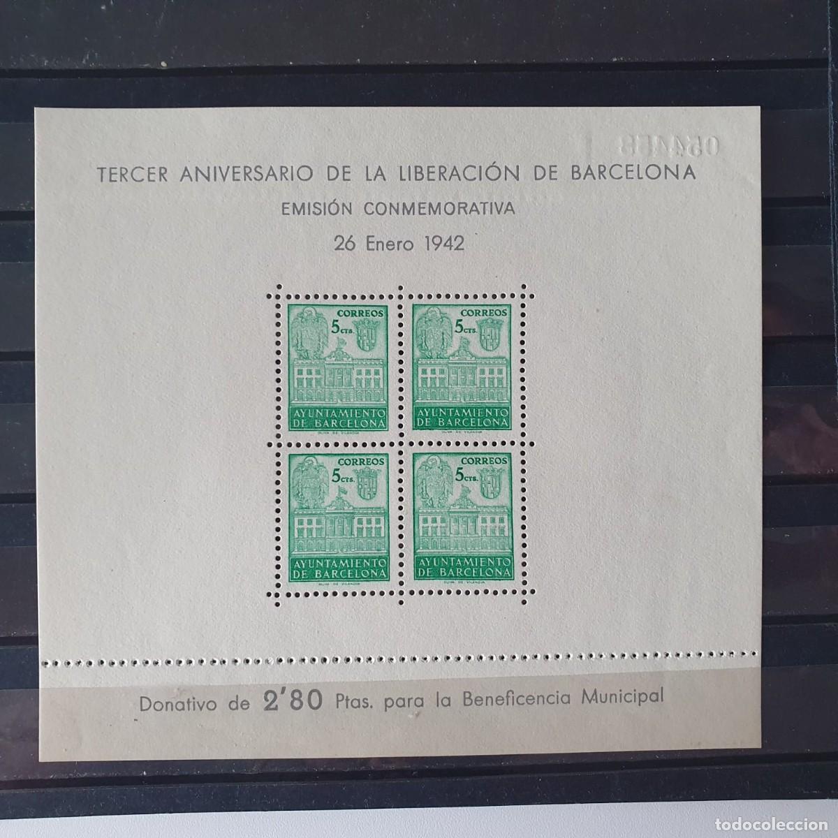Stamps: BARCELONA HOJA BLOQUE EDIFIL 39 ** ESPA&Ntilde;A 1942
