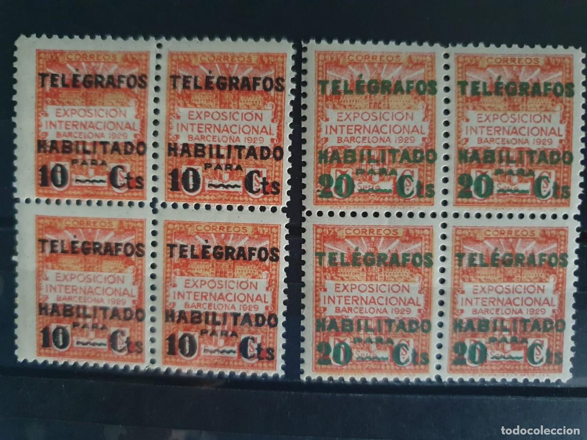 Stamps: BARCELONA TELEGRAFOS EDIFIL 1 ** + 2** BLOQUE DE 4 ESPA&Ntilde;A 1930
