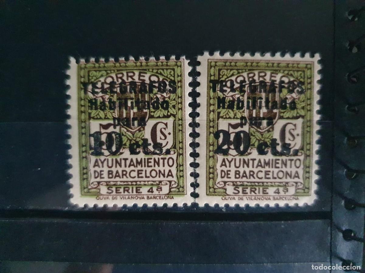 Stamps: BARCELONA TELEGRAFOS EDIFIL 10 ** + 12* ESPA&Ntilde;A 1936