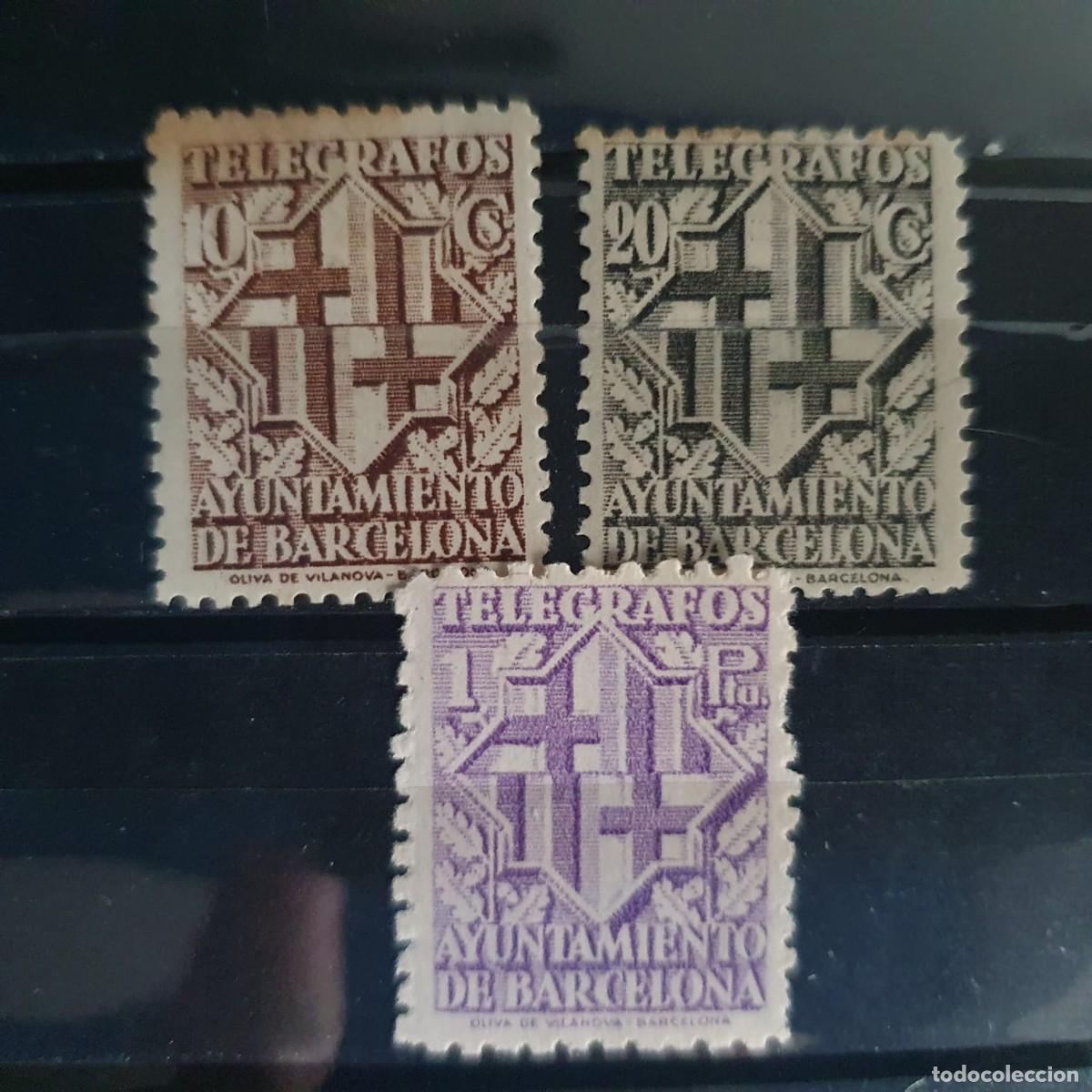 Stamps: BARCELONA TELEGRAFOS EDIFIL 13 * + 14 * + 16 * ESPA&Ntilde;A 1941