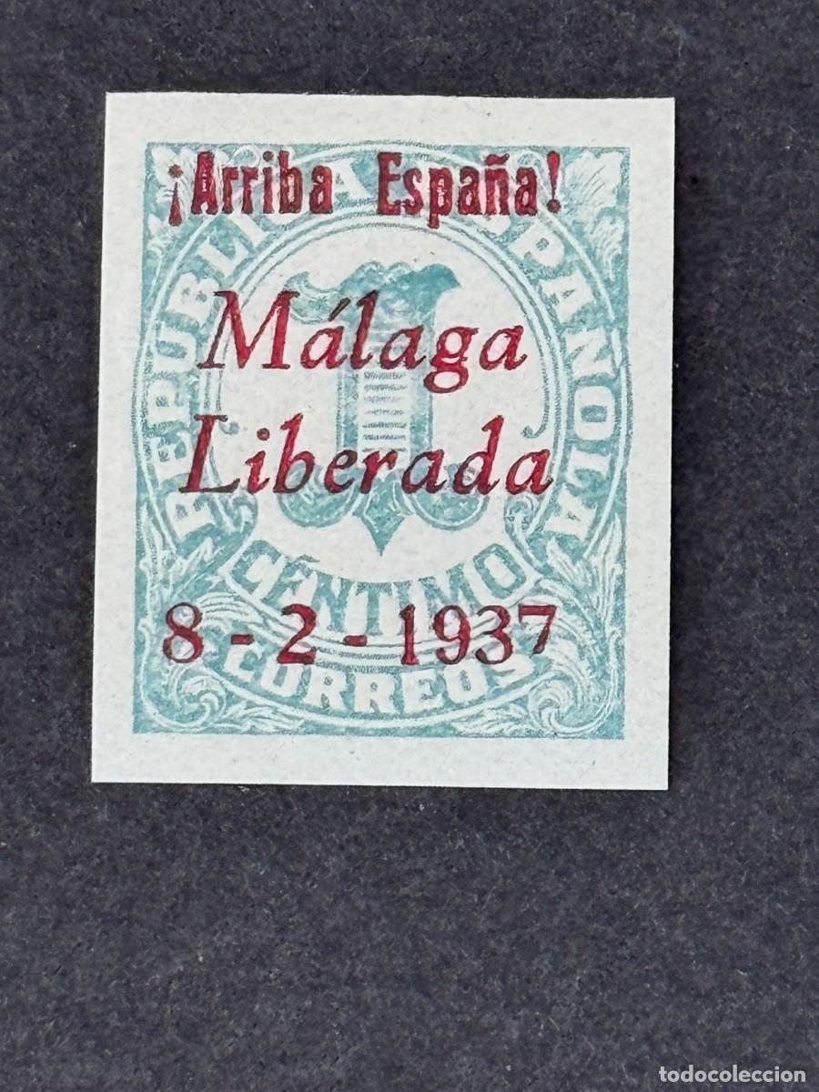 Sellos: Emisiones locales patri&oacute;ticas, M&aacute;laga, sello republicano, 1937, Edifil 2, nuevo