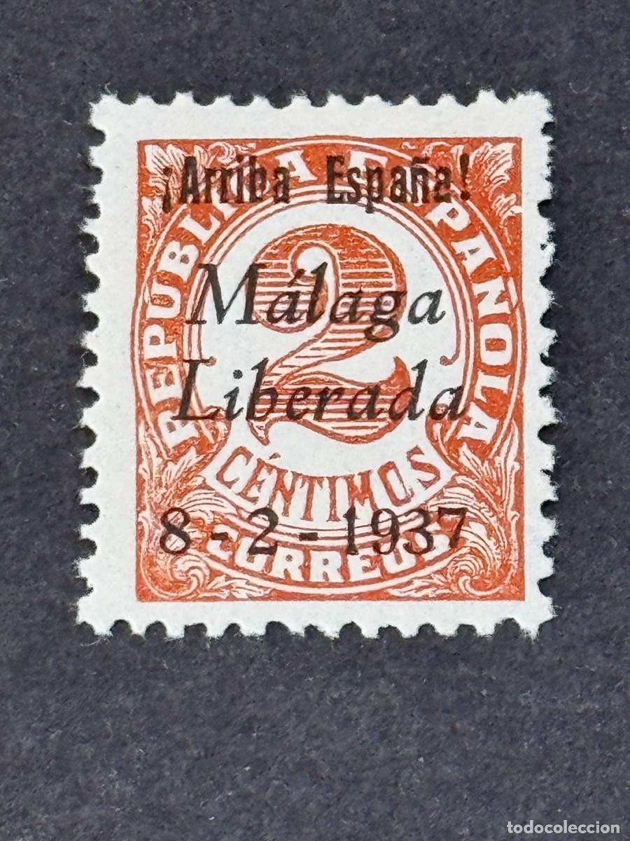 Sellos: Emisiones locales patri&oacute;ticas, M&aacute;laga, sello republicano, 1937, Edifil 6, nuevo