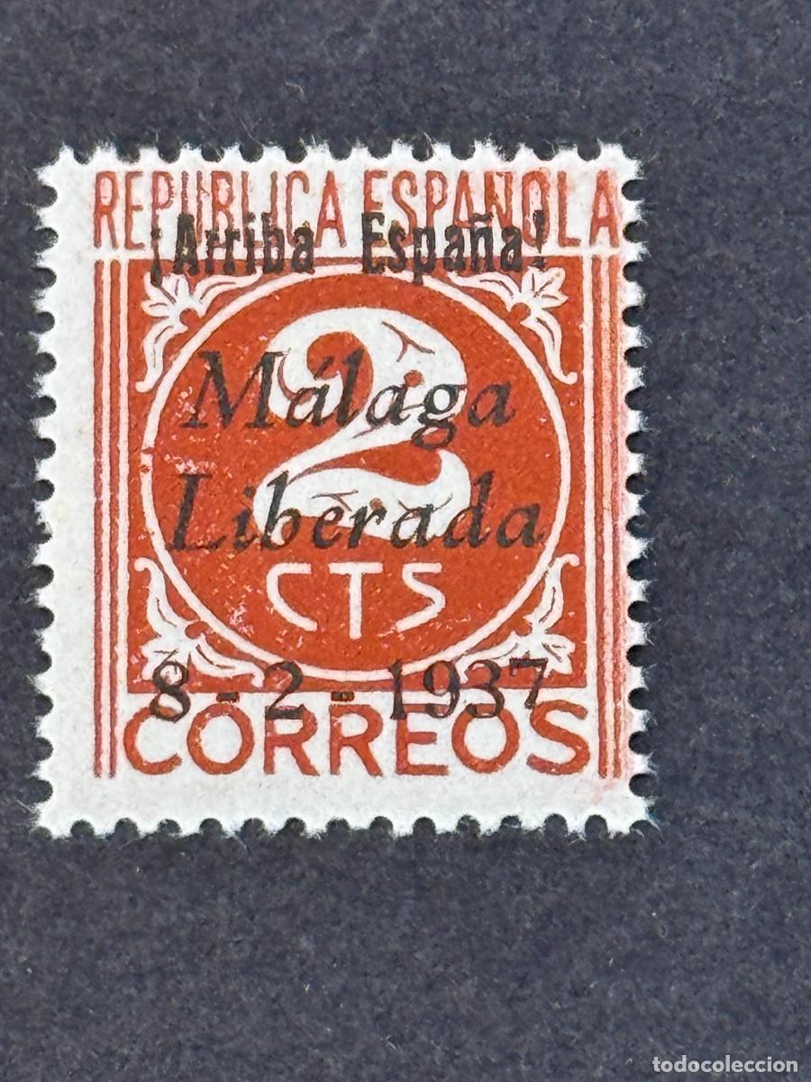 Sellos: Emisiones locales patri&oacute;ticas, M&aacute;laga, sello republicano, 1937, Edifil 8, nuevo