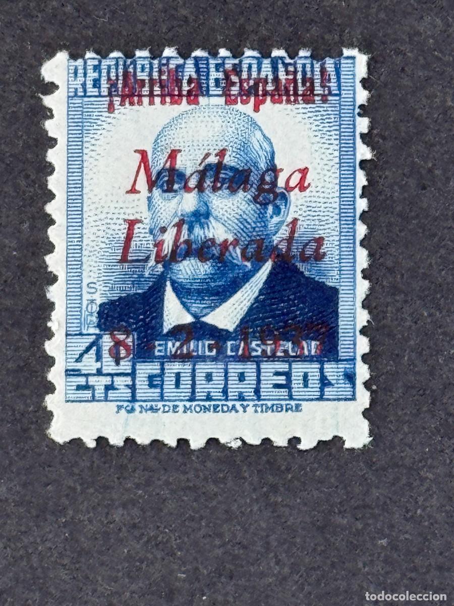 Sellos: Emisiones locales patri&oacute;ticas, M&aacute;laga, sello republicano, 1937, Edifil 20, nuevo con fijasellos