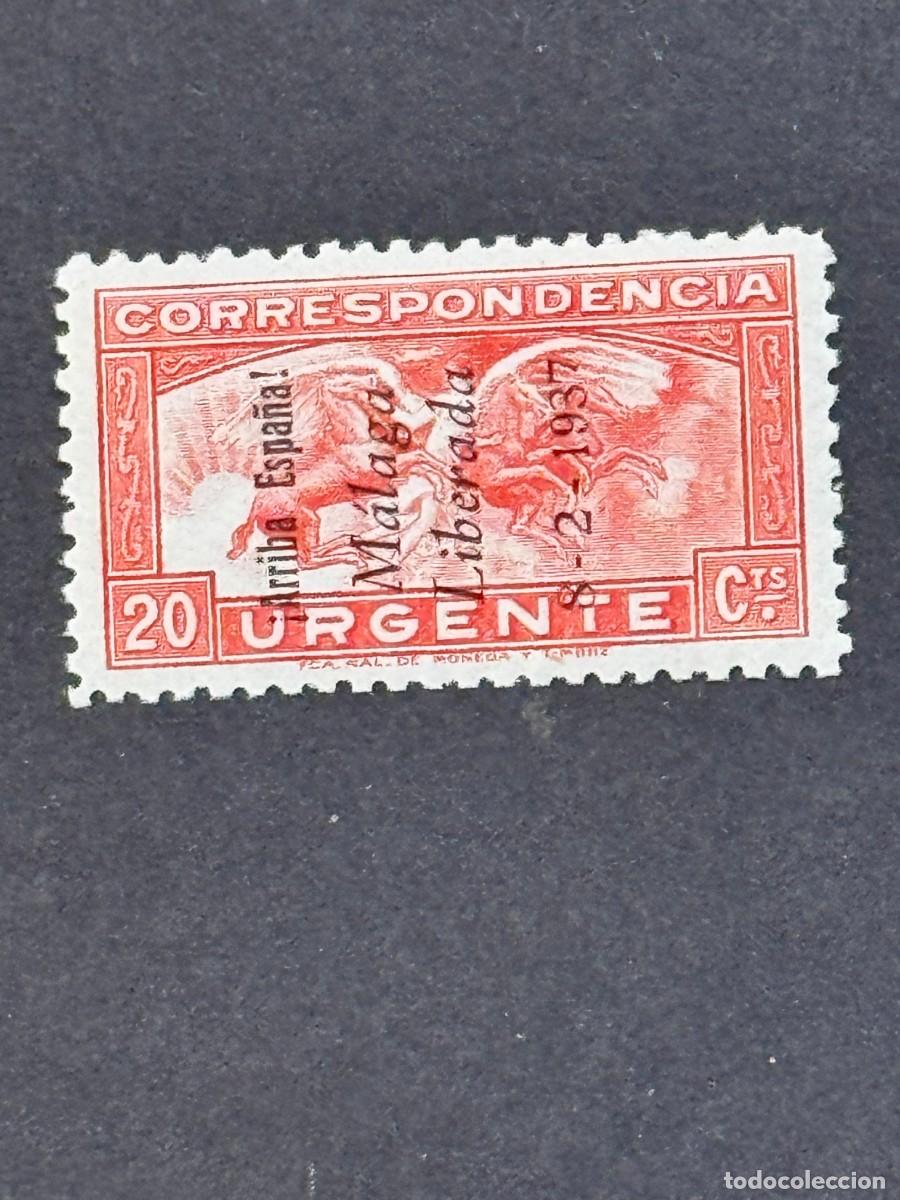 Sellos: Emisiones locales patri&oacute;ticas, M&aacute;laga, sello republicano, 1937, Edifil 24, nuevo con fijasellos