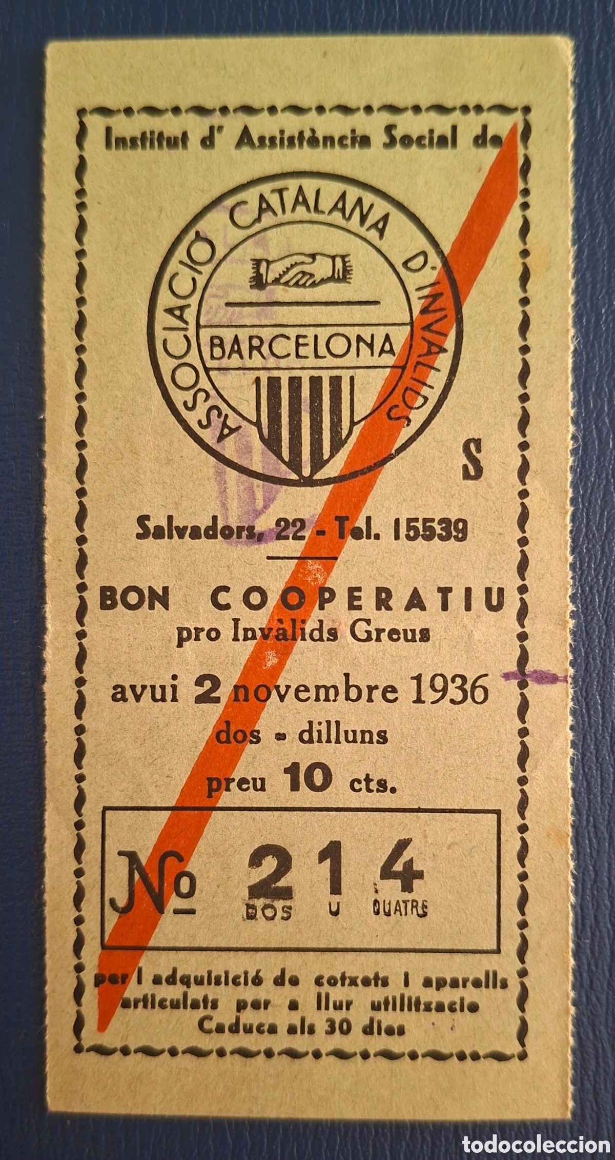 Sellos: Guerra civil Bon Cooperatiu asistencia social 10 cts 1936
