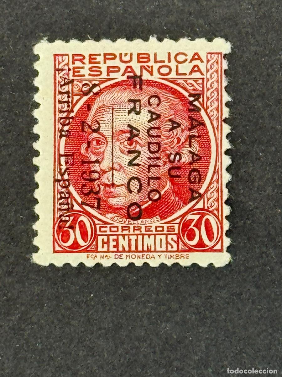 Sellos: Emisiones locales patri&oacute;ticas, M&aacute;laga, sello republicano, 1937, Edifil 34, nuevo con fijasellos