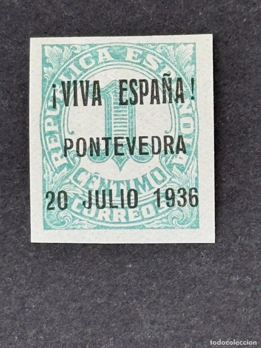 Sellos: Emisiones locales patri&oacute;ticas, Pontevedra, sello republicano, 1936, Edifil 2, nuevo