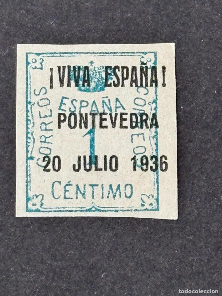 Sellos: Emisiones locales patri&oacute;ticas, Pontevedra, sello republicano, 1936, Edifil 1, nuevo