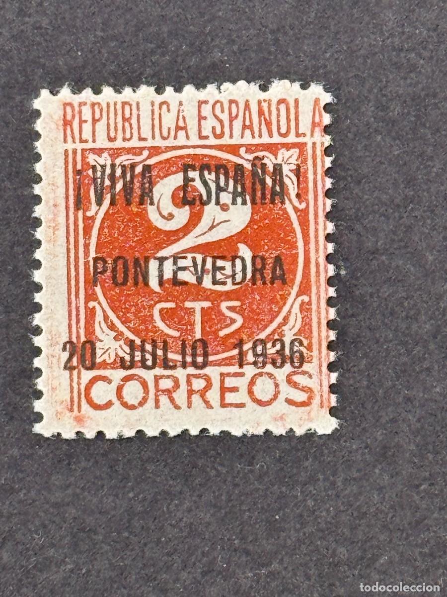 Sellos: Emisiones locales patri&oacute;ticas, Pontevedra, sello republicano, 1936, Edifil 5, nuevo