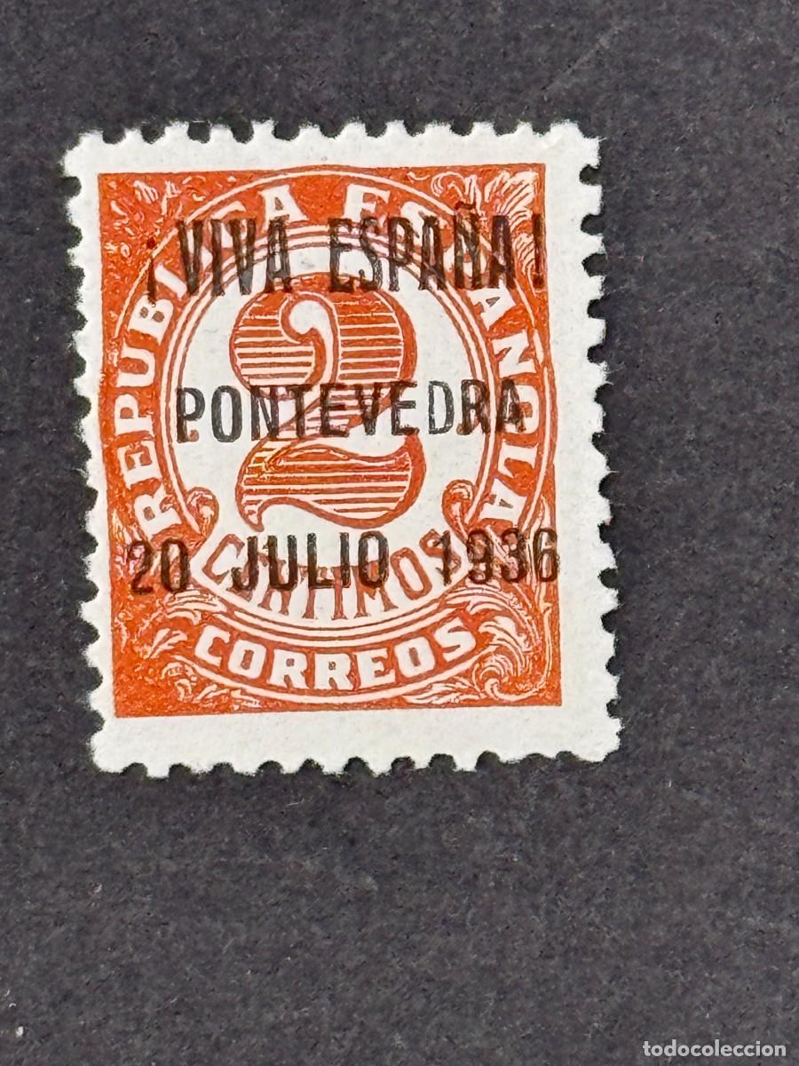 Sellos: Emisiones locales patri&oacute;ticas, Pontevedra, sello republicano, 1936, Edifil 3, nuevo