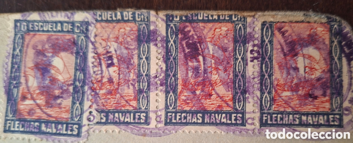 Sellos: Guerra civil Documento comandancia de marina con vi&ntilde;etas Flechas Navales 1939