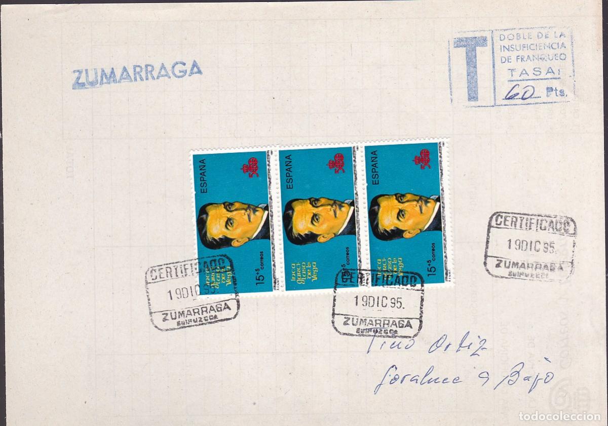 Sellos: GP33- Documento CORREOS. Tasa FRANQUEO INSUFICIENTE ZUMARRAGA Guipuzcoa