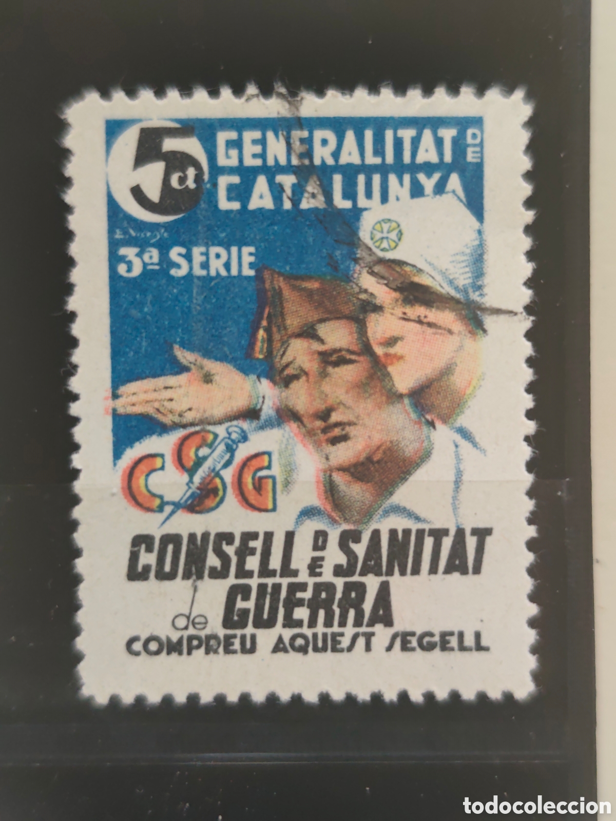 Sellos: Lot 2 sellos L35-8 Guerra Civil Generalitat de Catalunya CONSELL DE SANITAT DE GUERRA Guillam&oacute;n n&ordm; 2