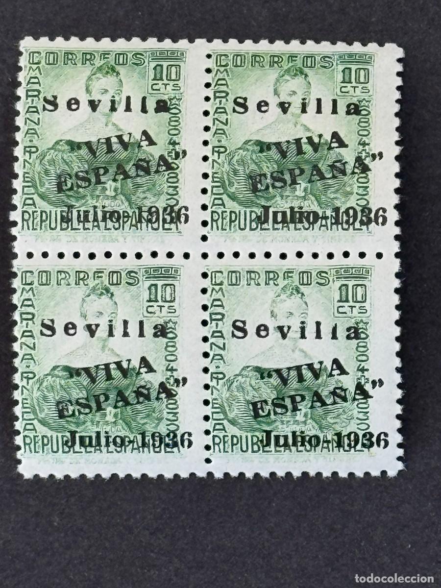 Sellos: Emisiones locales patri&oacute;ticas, Sevilla, sellos republicanos, 1936, Edifil 21, bl. 4, nuevos