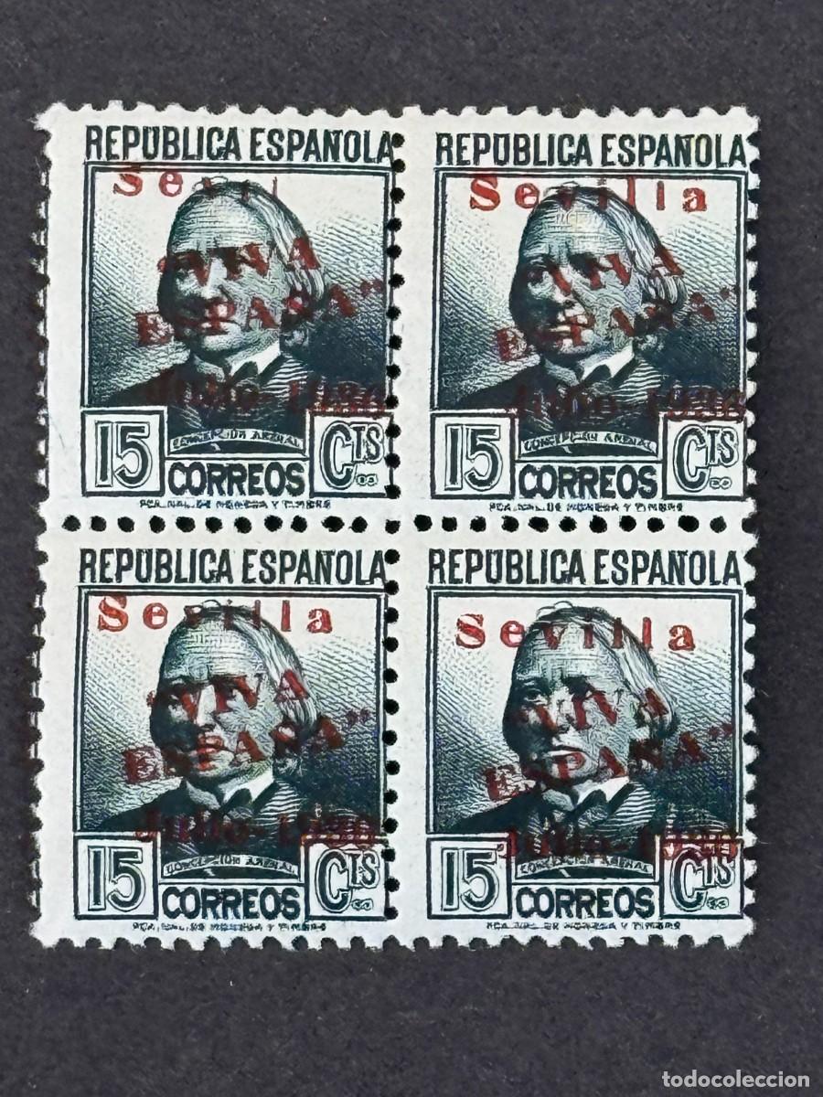 Sellos: Emisiones locales patri&oacute;ticas, Sevilla, sellos republicanos, 1936, Edifil 22, bl. 4, nuevos