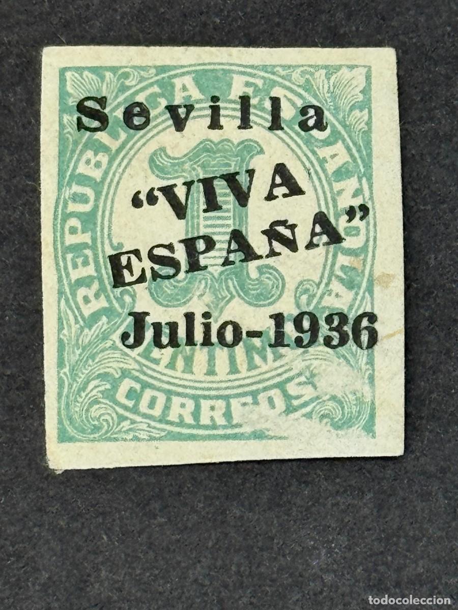 Sellos: Emisiones locales patri&oacute;ticas, Sevilla, sello republicano, 1936, Edifil 18, nuevo con fijasellos