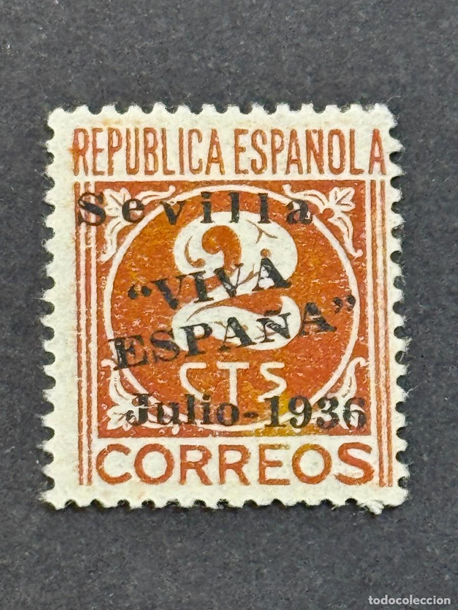 Sellos: Emisiones locales patri&oacute;ticas, Sevilla, sello republicano, 1936, Edifil 19, nuevo sin goma