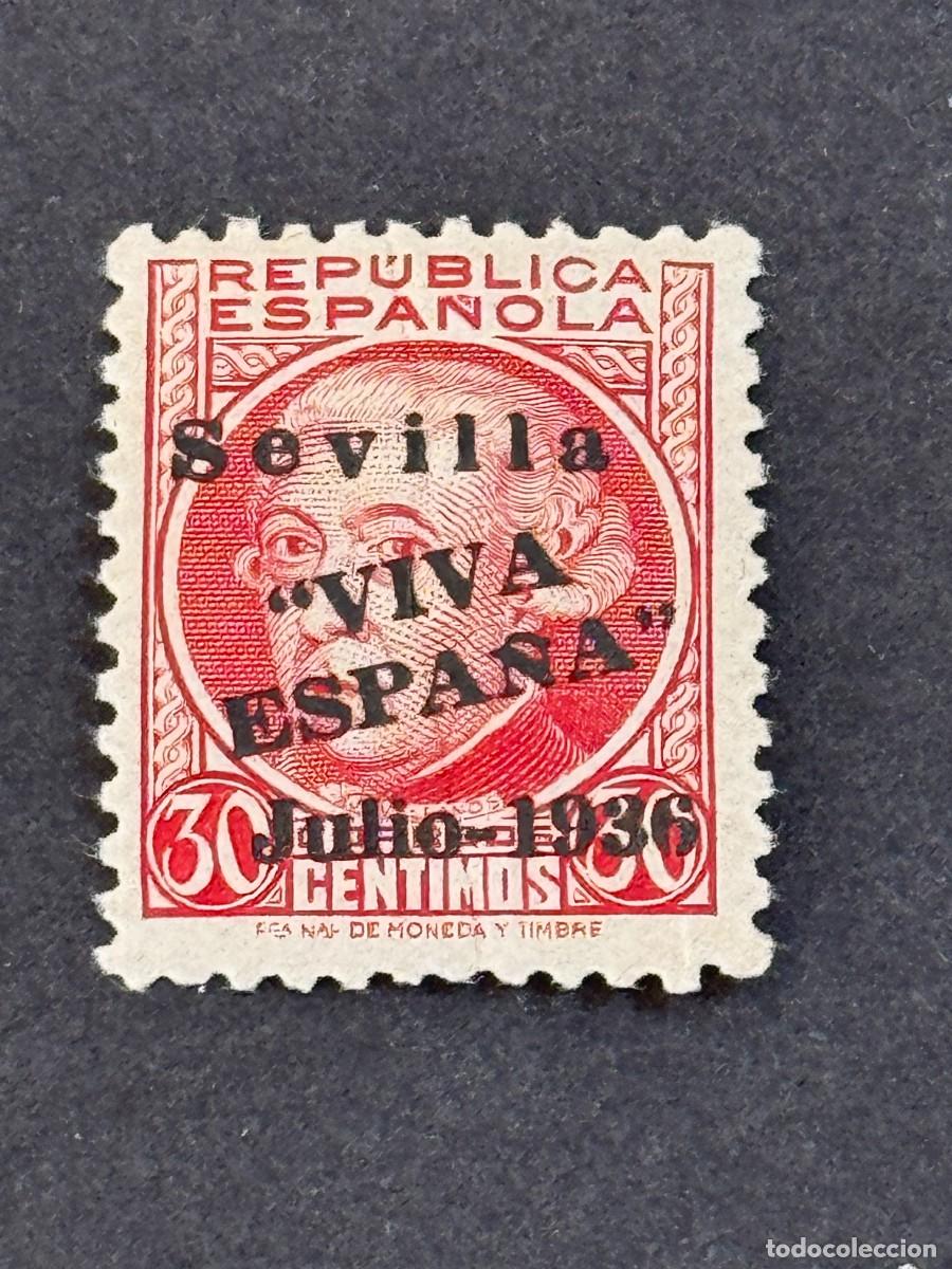 Sellos: Emisiones locales patri&oacute;ticas, Sevilla, sello republicano, 1936, Edifil 25, nuevo con fijasellos