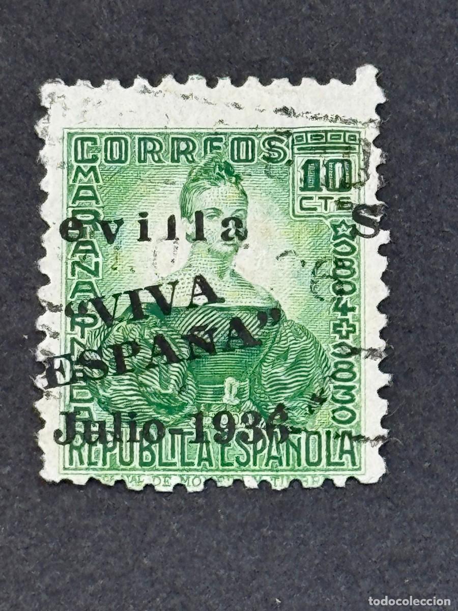 Sellos: Emisiones locales patri&oacute;ticas, Sevilla, sello republicano, 1936, Edifil 21, usado