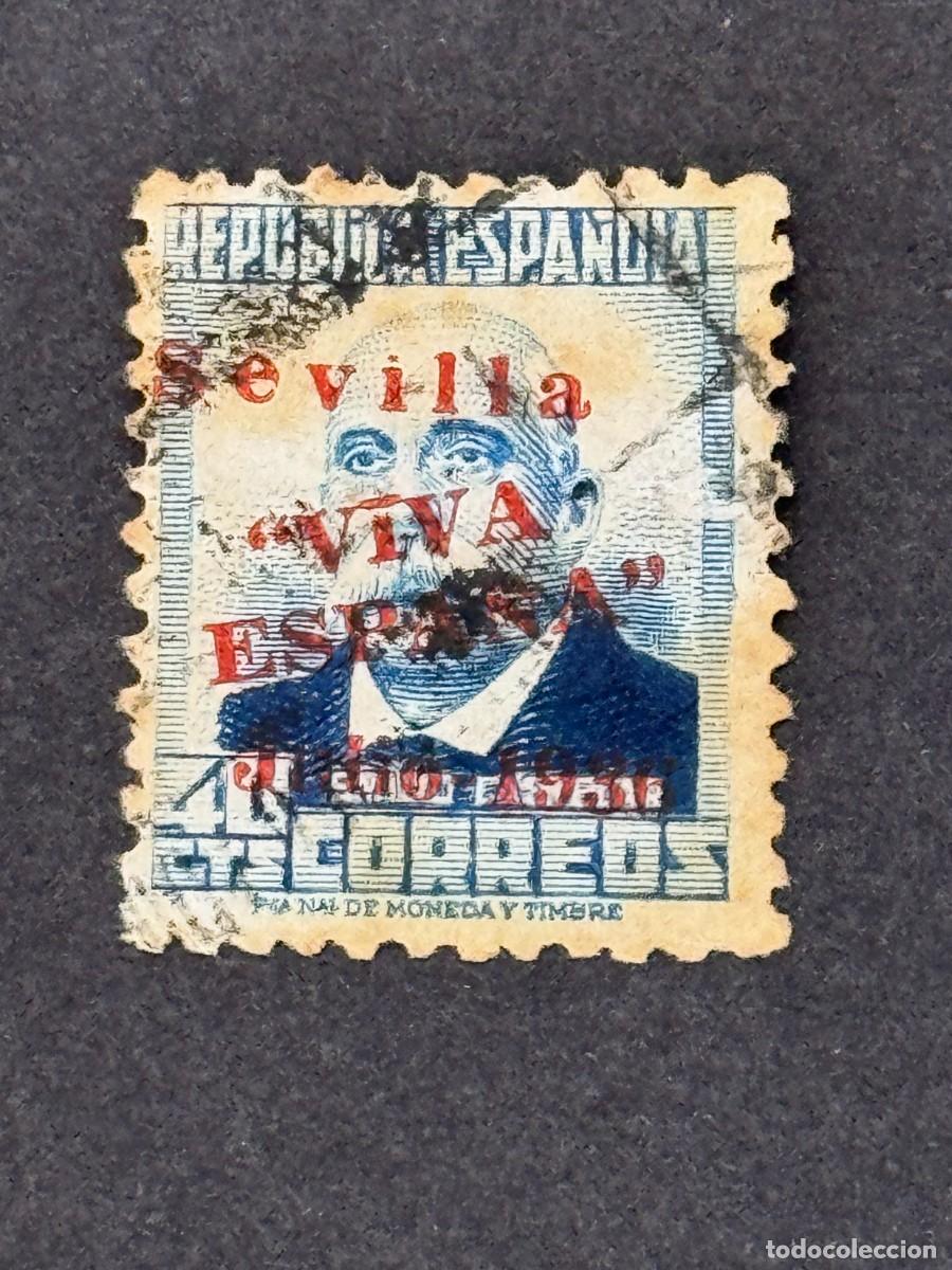 Sellos: Emisiones locales patri&oacute;ticas, Sevilla, sello republicano, 1936, Edifil 27, usado