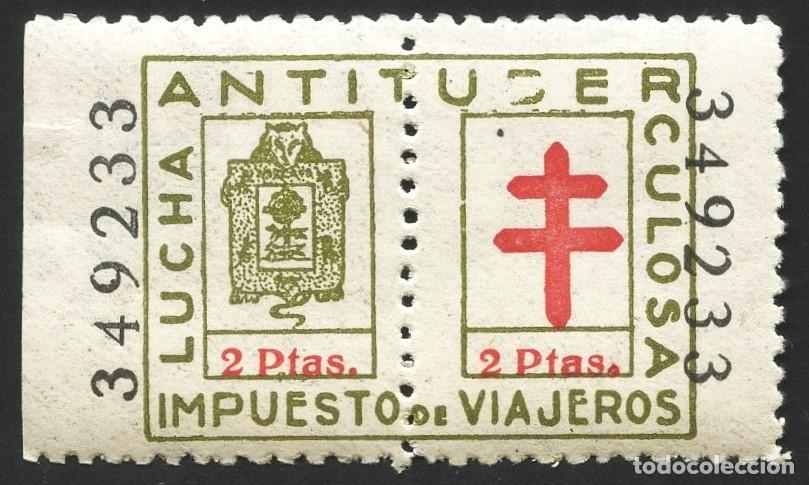 Briefmarken: VI&Ntilde;ETA, FISCAL, IMPUESTO DE VIAJEROS, LUCHA ANTITUBERCULOSA, VALOR: 2 PESETAS