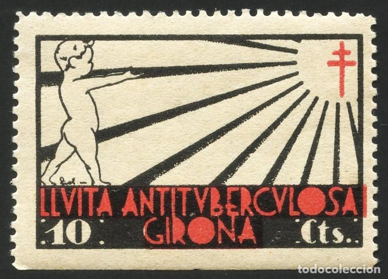 Sellos: GUERRA CIVIL, VI&Ntilde;ETA, LLUITA ANTITUBERCULOSA, VALOR: 10 CTS, GIRONA
