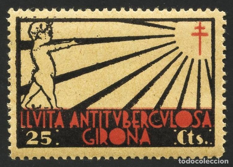 Sellos: GUERRA CIVIL, VI&Ntilde;ETA, LLUITA ANTITUBERCULOSA, VALOR: 25 CTS, GIRONA